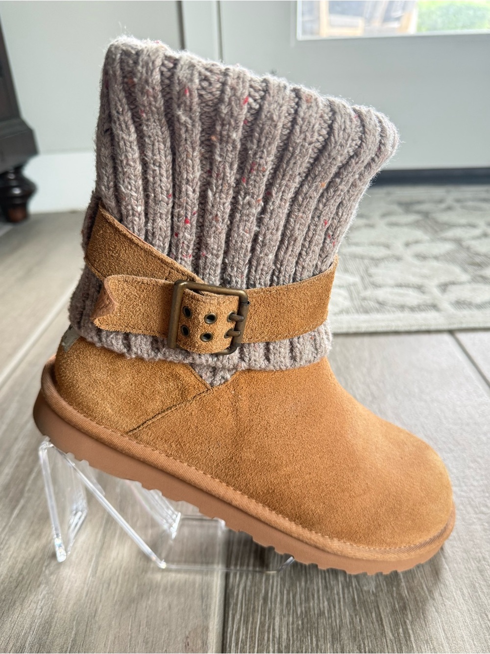 UGG Cambridge Suede Knit Cuff Ankle Boots - Chestnut - Size 7 LIKE NEW